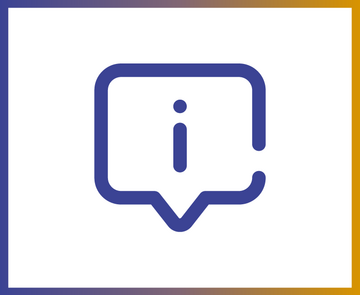 Teaser-Icon zu Informationsmaterialien - Sprechblase mit einem kleinen "i" da