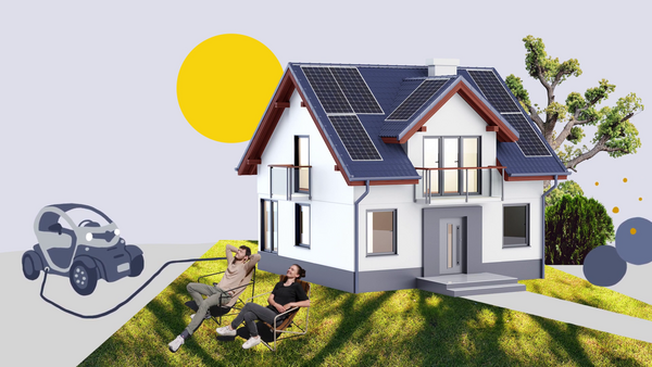 Screenshot aus dem Erklärfilm Solar, Haus mit Sphären-Sonne