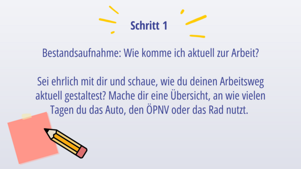 Schritt 1 Bestandsaufnahme der aktuellen Fortbewegungsmittel