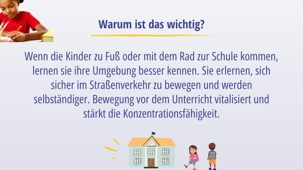 Foto von Mädchen mit Stift und Heft, Grafik von Schule mit Schülerinnen