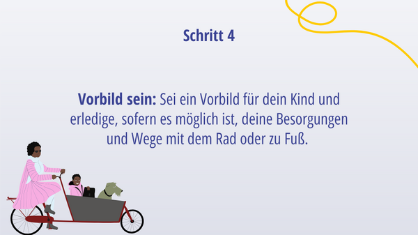 Grafik von Frau auf Lastenrad mit Kind und Hund im Gepäck