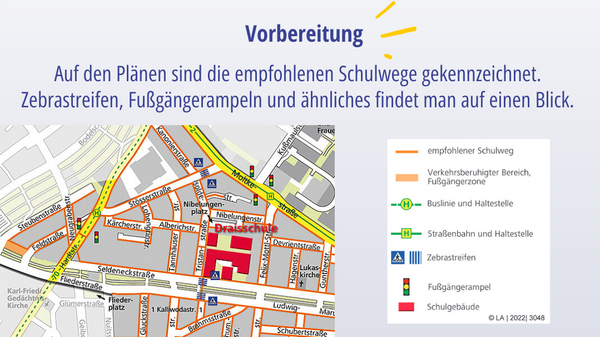 Ausschnitt Karte Karlsruhe Schulwegplan