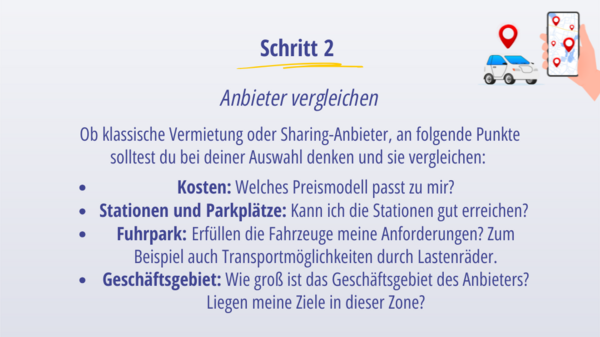 Titel Anbieter vergleichen, Grafik von Auto und Smartphone mit Karten-App