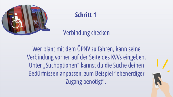 Hinweis zu Suchoptionen auf der KVV-Seite zu Barrierefreiheit