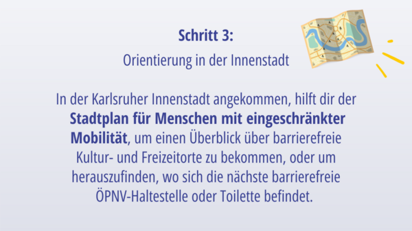 Grafik eines Stadtplans, Erklärung zum Stadtplan für Menschen mit eingeschränkter Mobilität
