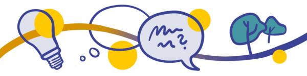 Grafik von Leuchtmittel, Sprechblasen mit Fragen