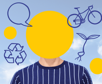 Mensch mit Sphäre als Gesicht