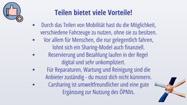 Titel Teilen bietet viele Vorteile, Foto von Händen, die aufeinanderliegen